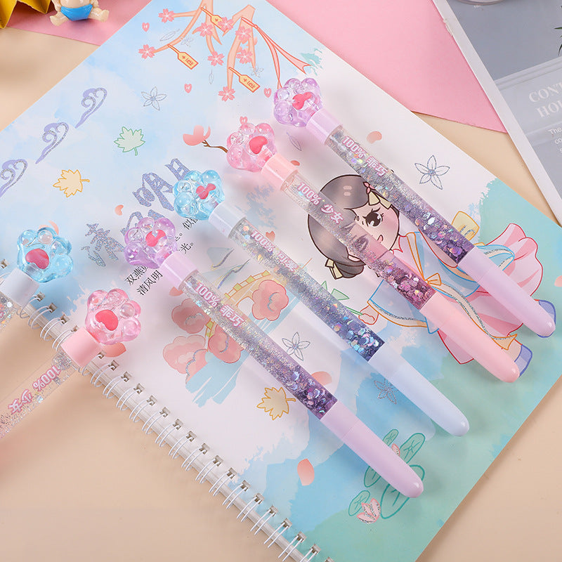 Wholesale Plastic Cat Claw Oil Flowing Sand Rollerball Pen